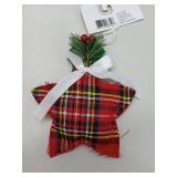 APPEARS NEW - Christmas Ornaments -Making Spirits Bright Christmas Stocking & Red Flannel Star (2 Included)