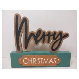 APPEARS NEW - Decorative Merry Christmas Standing Sign (8.5x9.5")