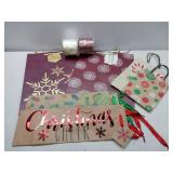 APPEARS NEW - Holiday Gift Wrapping Set and Ribbons, 6 gift bags and 2 ribbons.
