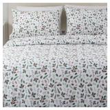 APPEARS NEW - Great Bay Home 100% Cotton Holiday Flannel Sheet Set  King  4 Pieces (Outside cover is dusty/dirty)  - Retail: $160
