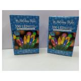 APPEARS NEW - 2 Pack Holiday Style 100 LED Mini Multi-Color String Lights (2 Boxes)