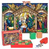 FACTORY SEALED - Jigsaw Puzzle Advent Calendar 2025,1600 Piece Transparent Plastic with Stained Glass Nativity Theme,24 Day Christmas Countdown,No Missing Piece Ever Gift for Kids Adults,28.2 * 18 inc