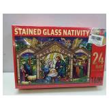 FACTORY SEALED - Jigsaw Puzzle Advent Calendar 2025,1600 Piece Transparent Plastic with Stained Glass Nativity Theme,24 Day Christmas Countdown,No Missing Piece Ever Gift for Kids Adults,28.2 * 18 inc