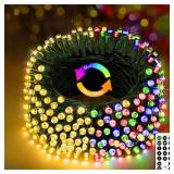 APPEARS NEW - XURISEN Christmas Lights, 236FT 600 LED Color Changing String Fairy Light Waterproof Plug-in Tree Lighting with 11 Modes for Outside Party Xmas Weddings Decor