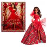 APPEARS NEW - Barbie Signature 2024 Holiday Doll with Light Brown Hair in Plaid Gown, Collectible Toy in Displayable Packaging