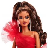 APPEARS NEW - Barbie Signature 2024 Holiday Doll with Light Brown Hair in Plaid Gown, Collectible Toy in Displayable Packaging