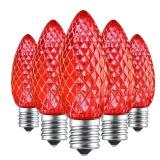 APPEARS NEW - Brightown C7 LED Replacement Bulbs, 50 Pack C9 Christmas Light Bulbs Red, Shatterproof LED Bulbs for Christmas String Light, E17 Intermediate Base, Commercial Grade Shatterproof Bulb