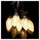 APPEARS NEW - C7 Led Replacement Christmas Light Bulbs, 50-Pack C7 Shatterproof Led Bulbs with E12 Candelabra Base for Christmas String Lights, Waterproof & Dimmable Christmas Village Bulbs - Warm Whi