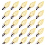 APPEARS NEW - 50 Pack C7 Led Replacement Christmas Light Bulb, C7 Shatterproof Led Bulbs for Christmas String Lights, E12 Candelabra Base, Commercial Grade Dimmable Holiday Bulbs, Warm White