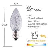 APPEARS NEW - 50 Pack C7 Led Replacement Christmas Light Bulb, C7 Shatterproof Led Bulbs for Christmas String Lights, E12 Candelabra Base, Commercial Grade Dimmable Holiday Bulbs, Warm White