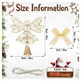 APPEARS NEW - Sumind Angel Christmas Tree Topper with Bow and LED Light String, 9 Inch Lighted Glittered Angel Treetop Xmas Holiday Christmas Decorations Ornament, Not Pre-lit(Gold)