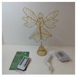 APPEARS NEW - Sumind Angel Christmas Tree Topper with Bow and LED Light String, 9 Inch Lighted Glittered Angel Treetop Xmas Holiday Christmas Decorations Ornament, Not Pre-lit(Gold)