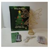 APPEARS NEW - Sumind Angel Christmas Tree Topper with Bow and LED Light String, 9 Inch Lighted Glittered Angel Treetop Xmas Holiday Christmas Decorations Ornament, Not Pre-lit(Gold)