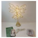 APPEARS NEW - Sumind Angel Christmas Tree Topper with Bow and LED Light String, 9 Inch Lighted Glittered Angel Treetop Xmas Holiday Christmas Decorations Ornament, Not Pre-lit(Gold)