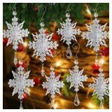 APPEARS NEW - Christmas Tree Ornament Snowflake Snowflake Ornament Drop (16 Snowflakes Included)