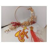 APPEARS NEW - LOONELO Vietnamese New Year Hanging Ornament with Tassel, Asian Lunar New Year Pendant for 2025 Táº¿t Viá»t NAM DÃ©cor, Red and Gold Lucky Prosperity Charms Hanging Decorations 