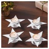 APPEARS NEW - VHC Brands Tealight Holder Star Antique White (Set of 4) 1.5x5x5