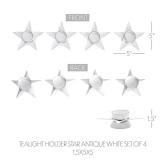 APPEARS NEW - VHC Brands Tealight Holder Star Antique White (Set of 4) 1.5x5x5