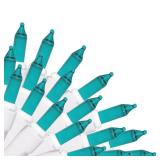 APPEARS NEW - Brite Star 100 Count Mini String Christmas Lights, Teal - 22 feet Indoor/Outdoor Christmas Tree Lights with White Wire