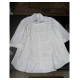 HOTOUCH Women White Button Down Dress Shirt Business Casual 3/4 Sleeve White Classic V Neck Dress Blouses XL