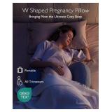 Momcozy Portable Pregnancy Pillow W Shaped Maternity Support for Side Sleepers, Adjustable Travel Wedge Pillow for Back, Belly, and Hip Relief, Ideal for Pregnant Women, Deep Grey