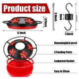 Geelin Hummingbird Feeder Base Replacement Parts Set Hummingbird Feeder Accessories Include Plastic Bottom, Moat Hook, Metal Top, Brush, Replacement Seal Ring, Black