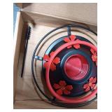 Geelin Hummingbird Feeder Base Replacement Parts Set Hummingbird Feeder Accessories Include Plastic Bottom, Moat Hook, Metal Top, Brush, Replacement Seal Ring, Black