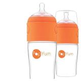 PopYum 9 oz Orange Anti-Colic Formula Making/Mixing/Dispenser Baby Bottles, 2-Pack with #2 Medium Flow Nipples, 260 ml, BPA-Free, Natural Latch