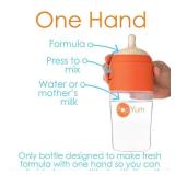 PopYum 9 oz Orange Anti-Colic Formula Making/Mixing/Dispenser Baby Bottles, 2-Pack with #2 Medium Flow Nipples, 260 ml, BPA-Free, Natural Latch