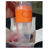 PopYum 9 oz Orange Anti-Colic Formula Making/Mixing/Dispenser Baby Bottles, 2-Pack with #2 Medium Flow Nipples, 260 ml, BPA-Free, Natural Latch