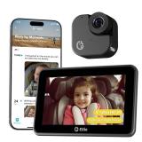 Ellie Baby Car Monitor, 2K UHD Backseat Monitor with Color Night Vision, Face Tracking, Dual Display for 2 Kids, Wide View Car Baby Camera, Smart Video Capture & App Control