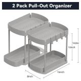 Ukeetap 2 Pack Multi-Purpose Pull-Out Storage Organizers, Under Sink Organizers and Storage for Bathroom & Kitchen, Under Cabinet Organizers and storage, 14.8 Inch, Grey
