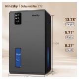 NineSky Dehumidifiers for Home, 95 OZ Water Tank, (1000 sq.ft) Dehumidifiers for Bathroom Bedroom Basement with Auto Shut Off,7 Colors LED Light(Gray)
