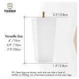 TCHOSUZ 8 Inch / 20cm Wooden Furniture Legs, Set of 4 Solid Wood White Pyramid Sofa Legs Couch Feets with Hanger Bolt & Screws, Mid-Century Modern Furniture Replacement Feet for Home DIY