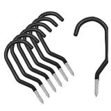Scartink 6PCS Black Heavy Duty Bike Storage Hooks Bicycle Wall Mounted Hooks Large Screw Hooks for Wall,Ceiling