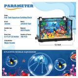 Fish Tank Building Block, Lighting Aquarium Building Sets for Adults and Kids Including Ocean Jellyfish, Dolphin, Turtle, Crab, Animal Building Toys for Boys Age 8-12, 725pcs