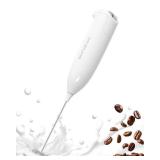 SIMPLETaste Milk Frother Handheld Battery Operated Electric Foam Maker, White Drink Mixer with Stainless Steel Whisk for Cappuccino, Bulletproof Coffee, Latte
