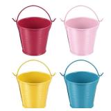 PATIKIL 2x2 Small Metal Bucket, 4 Pack Mini Colorful Buckets Cute Candy Tiny Decorative Pails for Crafts Party Favors, Assorted Colors