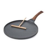 SENSARTE Nonstick Crepe Pan, Swiss Granite Coating Dosa Pan Pancake Flat Skillet Tawa Griddle 10-Inch with Stay-Cool Handle, Induction Compatible