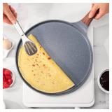 SENSARTE Nonstick Crepe Pan, Swiss Granite Coating Dosa Pan Pancake Flat Skillet Tawa Griddle 10-Inch with Stay-Cool Handle, Induction Compatible