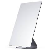 NEZZOE Rectangular Makeup Mirror, 12 Inch Metal Desk Mirror, Table Mirror with Stand, Vanity Mirror for Counter, Bedroom, Bathroom, Dorm