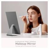 NEZZOE Rectangular Makeup Mirror, 12 Inch Metal Desk Mirror, Table Mirror with Stand, Vanity Mirror for Counter, Bedroom, Bathroom, Dorm