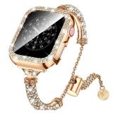 LETOID Bling Band & Case Compatible with Apple Watch 40mm 41mm 42mm 44mm 45mm 46mm Series 11 10 9 8 7 6 5 4 SE for Women, Fancy Metal iWatch Bands Rhinestone Bracelet Dressy Strap with Face Cover
