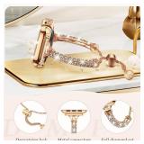 LETOID Bling Band & Case Compatible with Apple Watch 40mm 41mm 42mm 44mm 45mm 46mm Series 11 10 9 8 7 6 5 4 SE for Women, Fancy Metal iWatch Bands Rhinestone Bracelet Dressy Strap with Face Cover