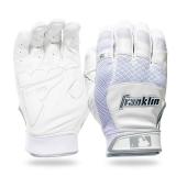 Franklin Sports Adult MLB Shok-Sorb X Batting Gloves, Adult Large, Pair, White/Chrome