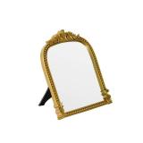 LuHeToz Gold Plastic Arched Makeup Mirror, Standing, Hanging or Wall Mount, Bathroom, Living Room, Bedroom Gold Decorative Mirror (10.6 * 8.6 inch)