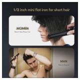 Terviiix Mini Flat Iron for Short Hair Temperature Adjustable, 1/2 Inch Mini Small Portable Ceramic Travel Hair Straightener for Men, Black