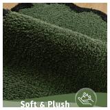 Uphome Bathroom Rug Runner, Green Long Irregular Shaped Bathroom Rug Absorbent Non Slip, 18x47 Soft Cute Machine Washable Shaggy Microfiber Bath Mat for Floor, Tub, Shower
