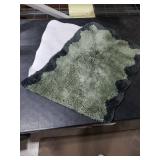 Uphome Bathroom Rug Runner, Green Long Irregular Shaped Bathroom Rug Absorbent Non Slip, 18x47 Soft Cute Machine Washable Shaggy Microfiber Bath Mat for Floor, Tub, Shower