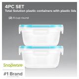 Snapware Total Solution (Pack of 2) Plastic Food Storage Containers Set, Leakproof & Airtight Locking Lids Round Tupperware, Non-Toxic BPA-Free Lids, Microwave Dishwasher Freezer Safe